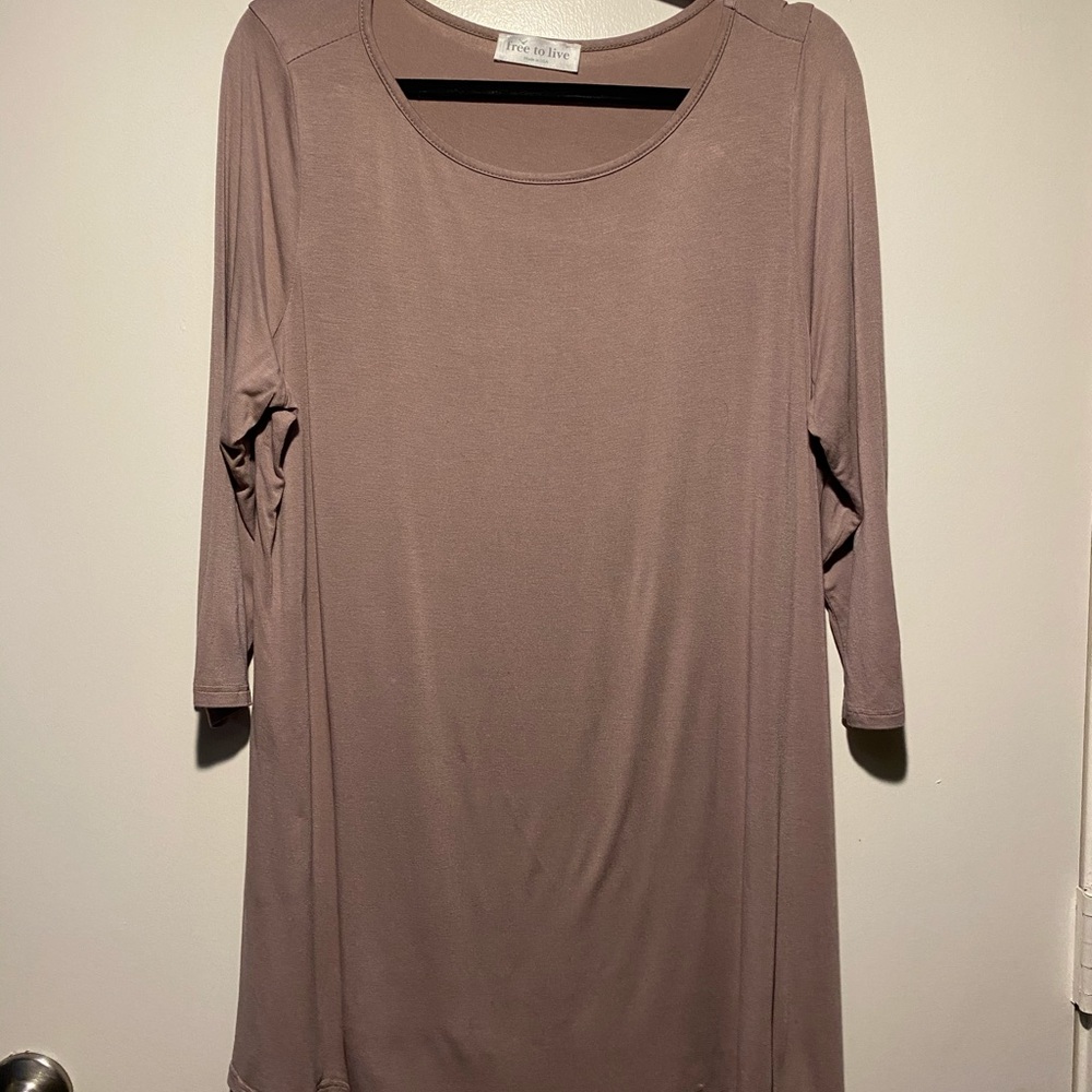 Free to live oversized off shoulder beige top - XL